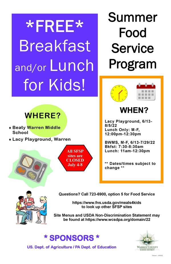 Summer Food Service Program | Warren County School District