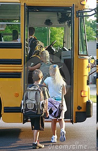 Kids boarding school bus