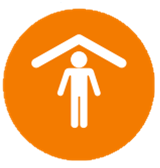 Shelter icon - image of a person with a upside-down v over their head to signify a shelter