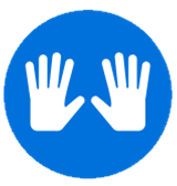Secure icon - image of two hands out in front to stop people from entering the building