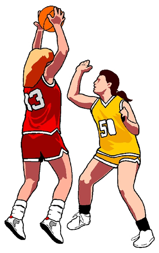 Cartoon of Girls playing basketball