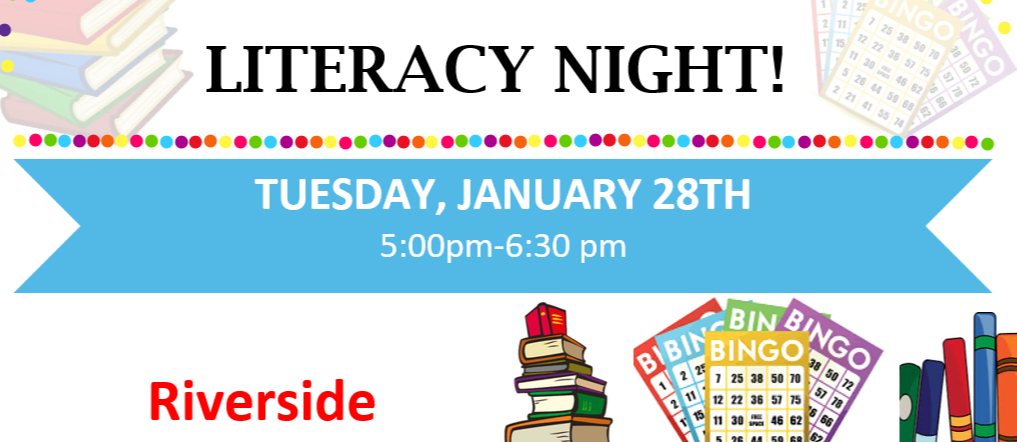 Family literacy night Tuesday, January 28th 5:00-6:30