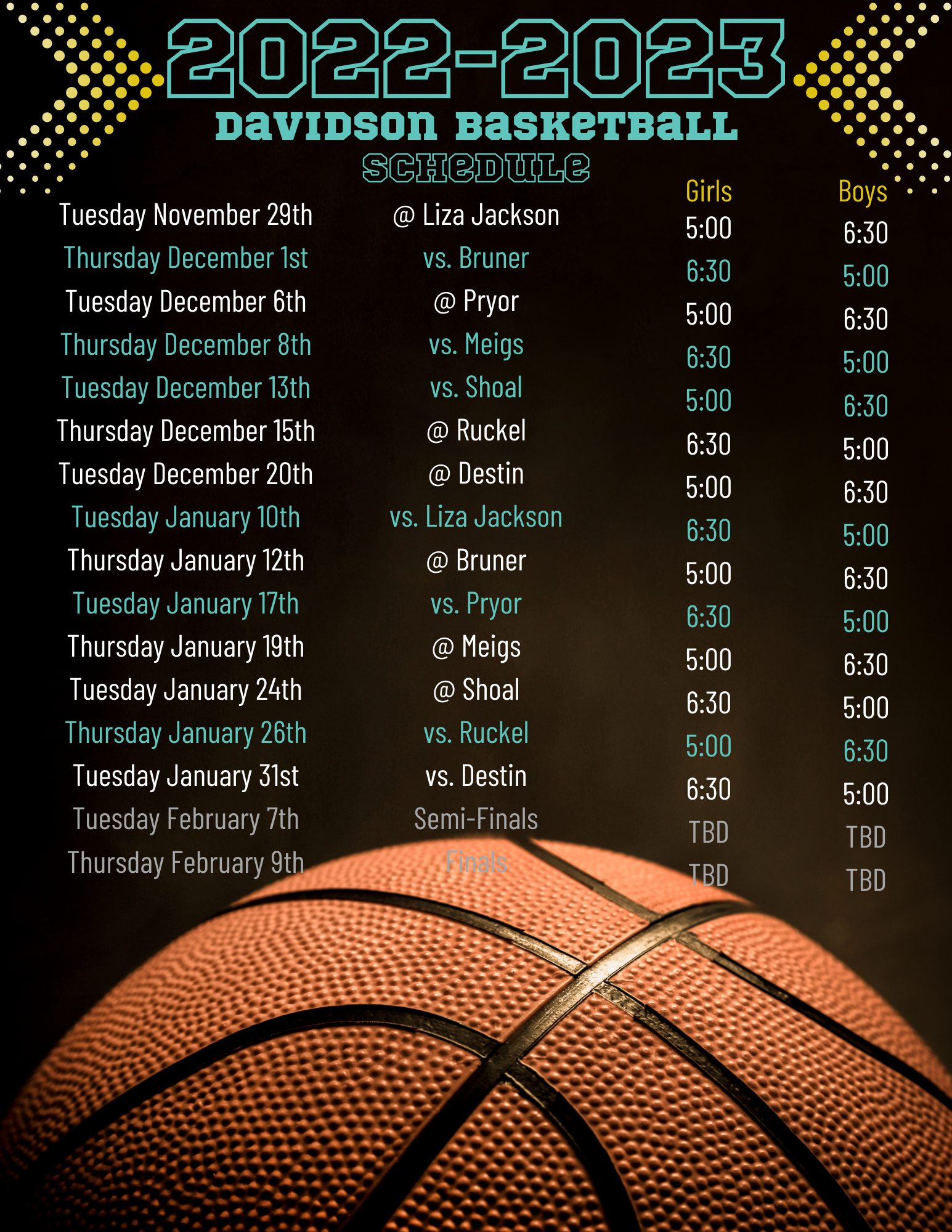 Basketball schedule