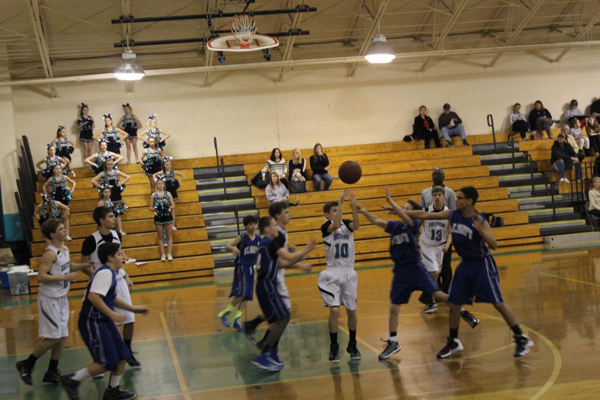 Basketball team in game