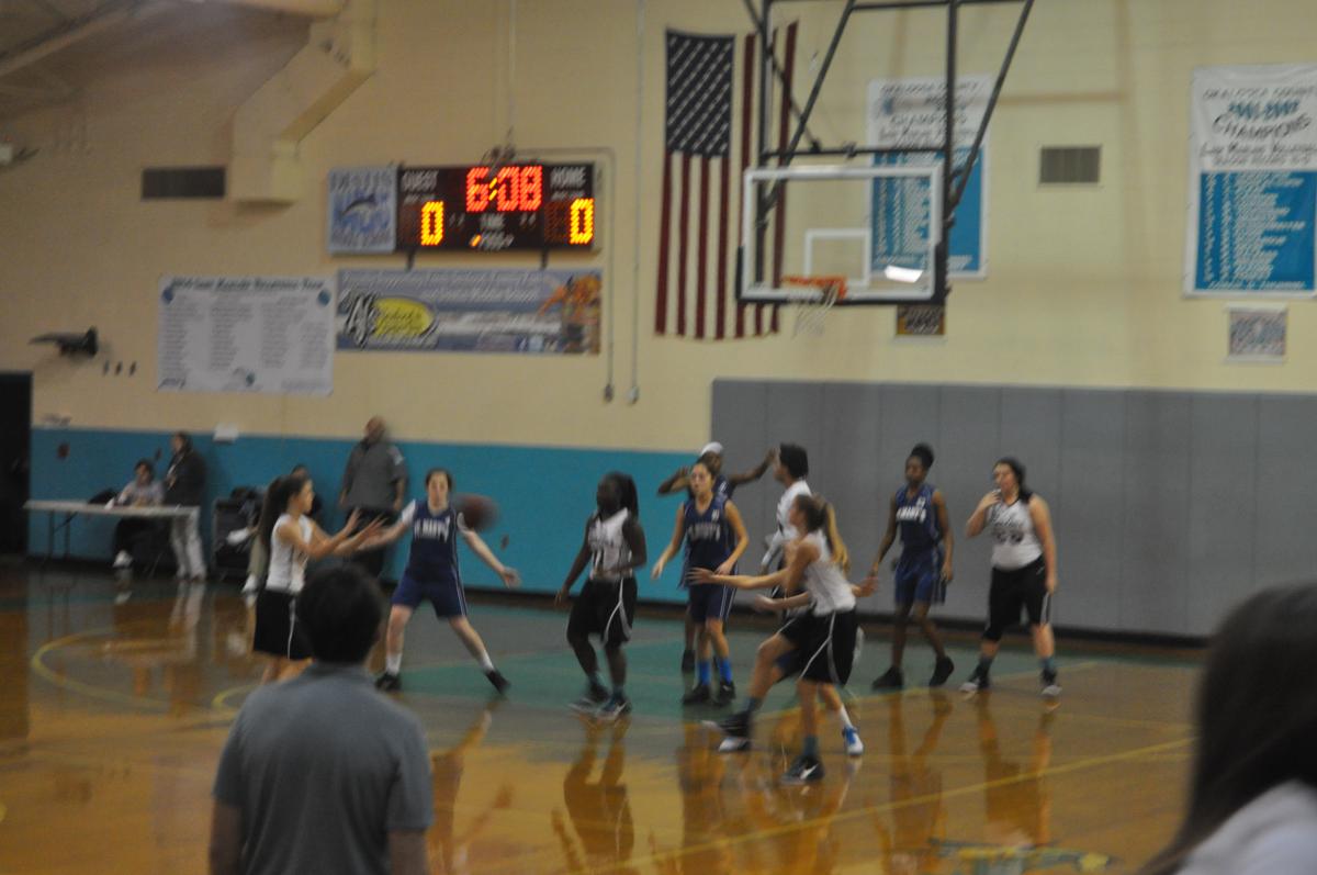 Basketball team in a game
