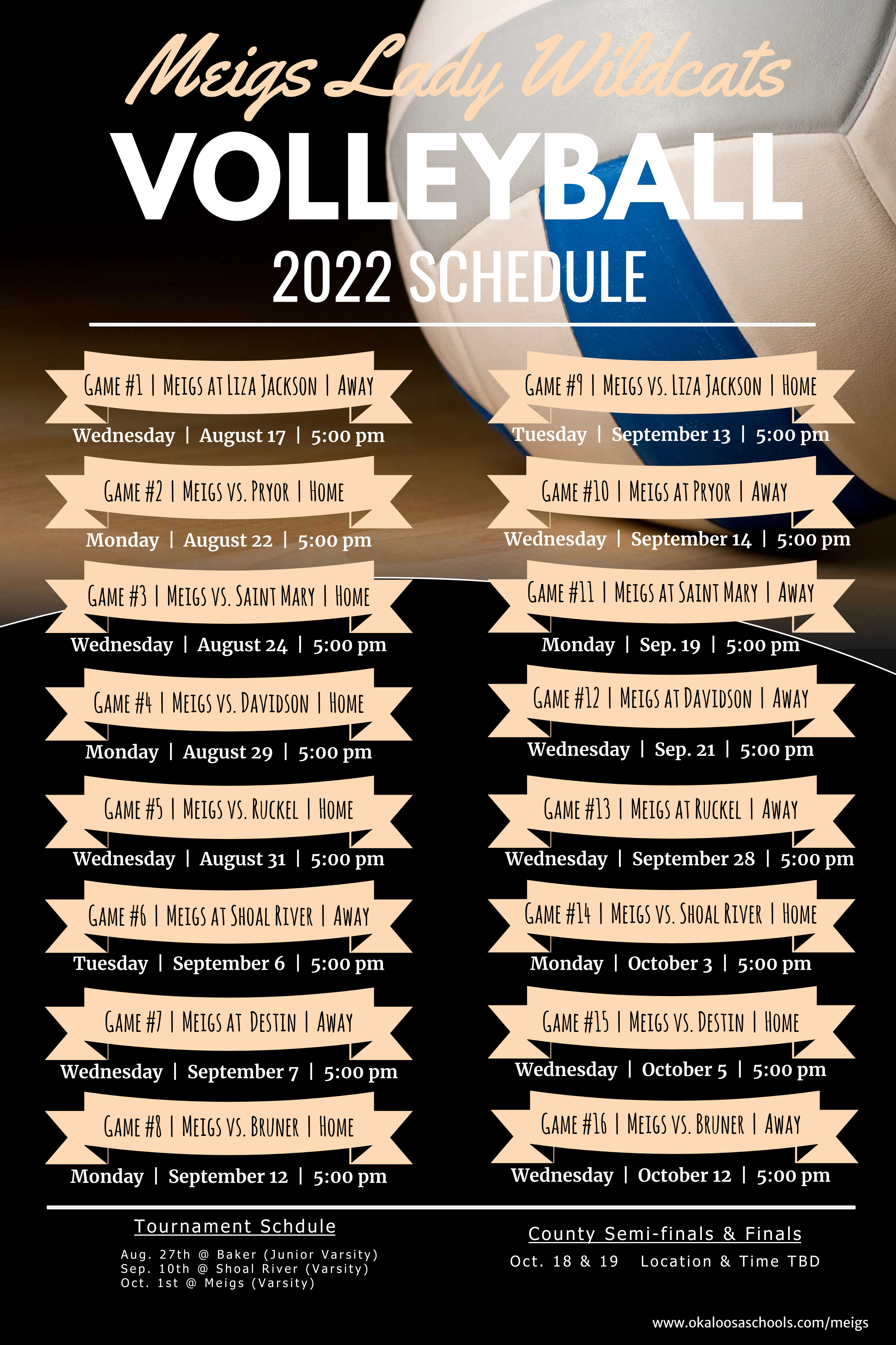 22 Volleyball Schedule