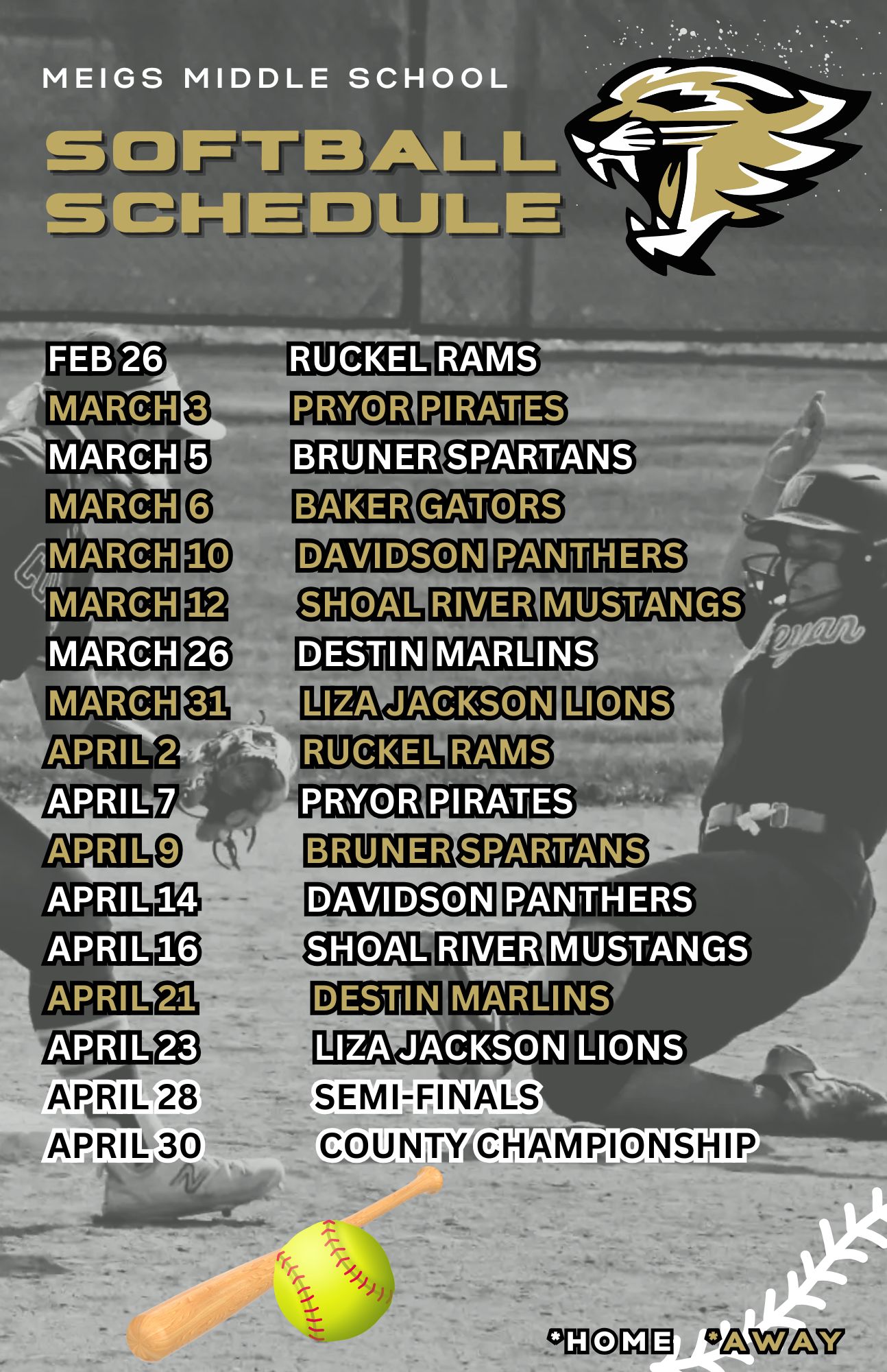 Softball Schedule 2025