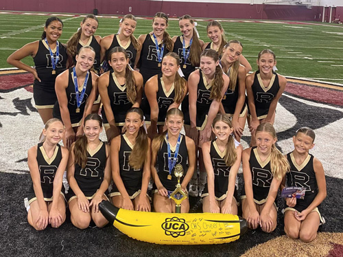 RMS Cheer at FSU with their Golden Banana award.