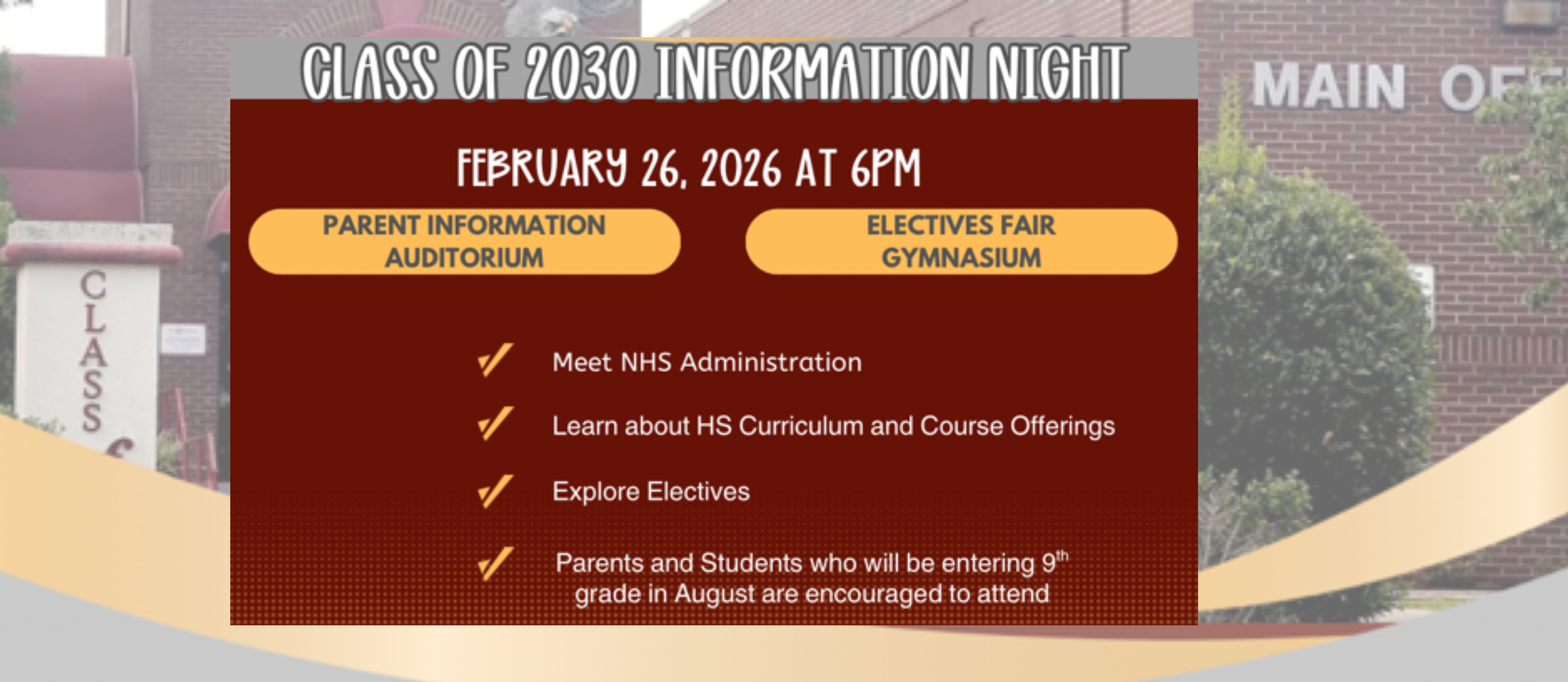 NHS Parent Night Rising 9th Graders