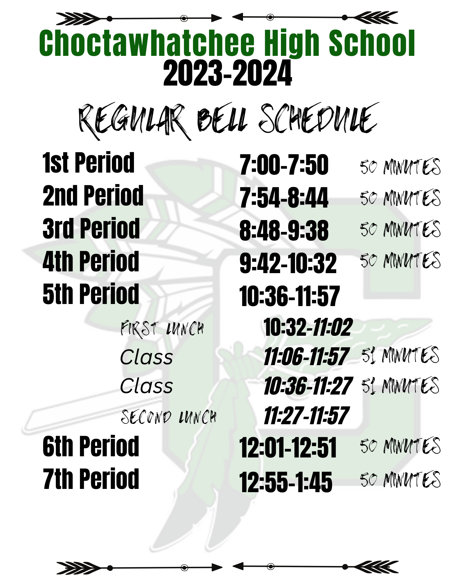 regular bell schedule