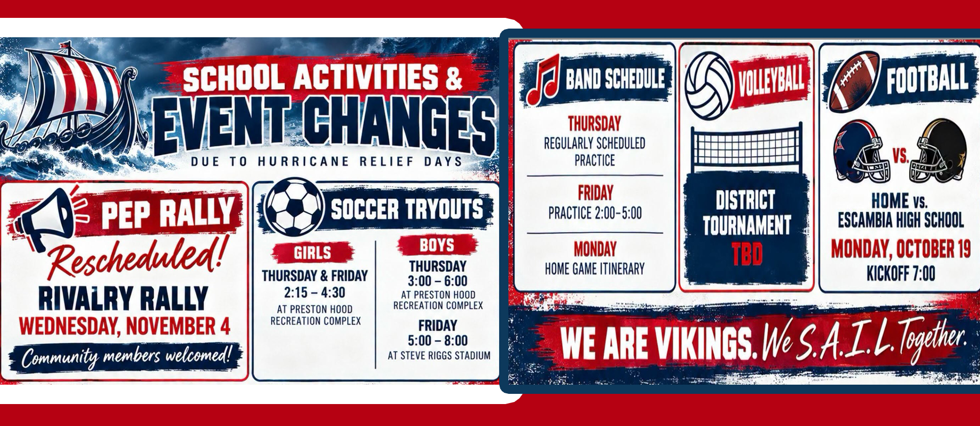 FWBHS School Event Changes