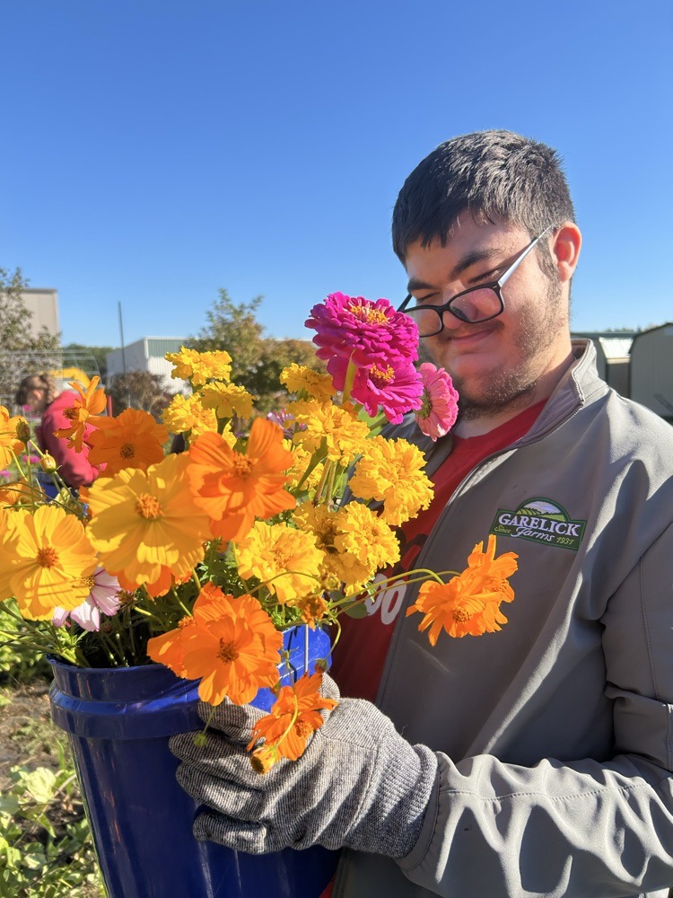 Student with Flowers