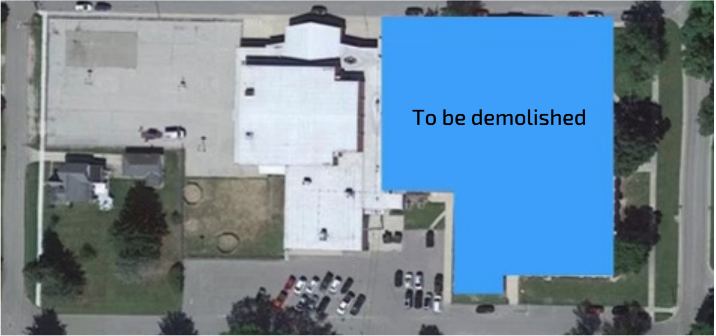 arial view of building to be demolished