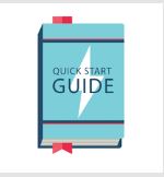 textbook (blue) that says quick start guide