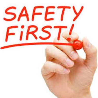The word Safety First  written by a hand