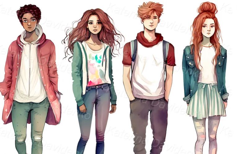 Middle School Students Cartoon