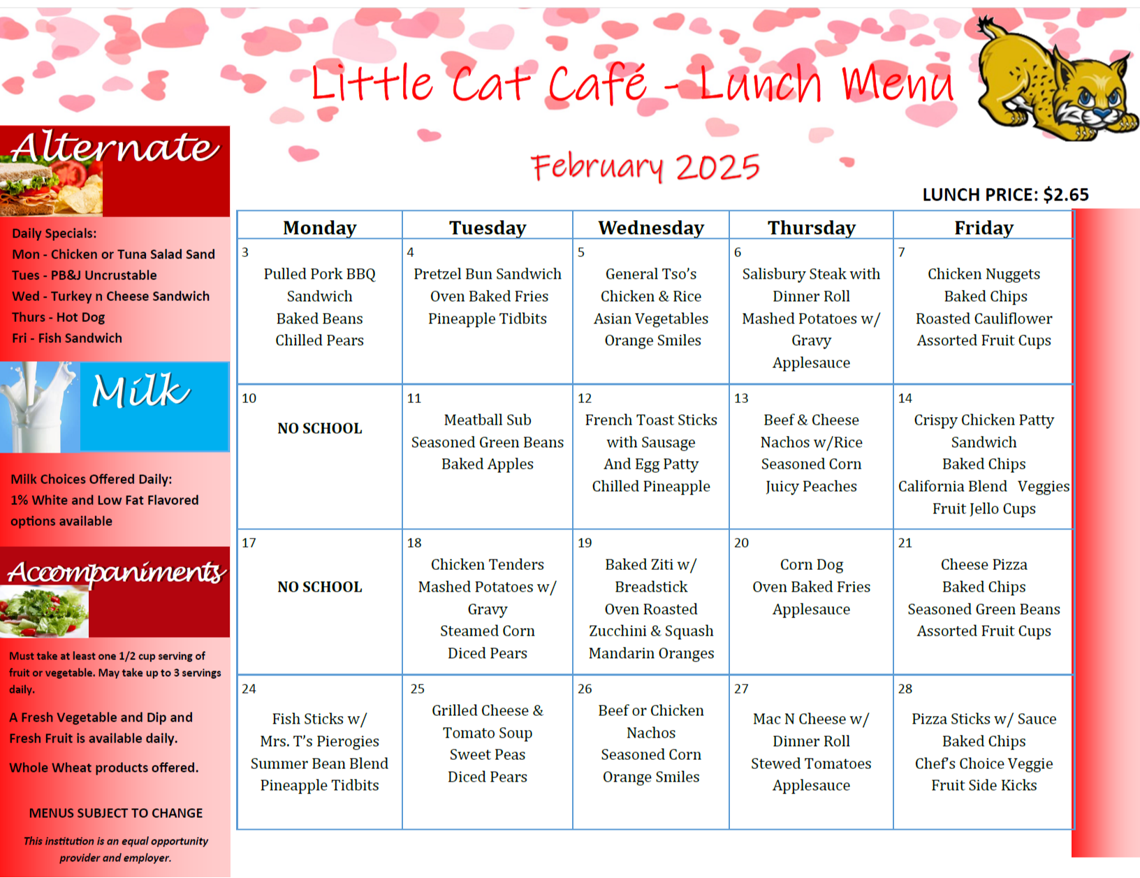 Little Cat Dining Menu