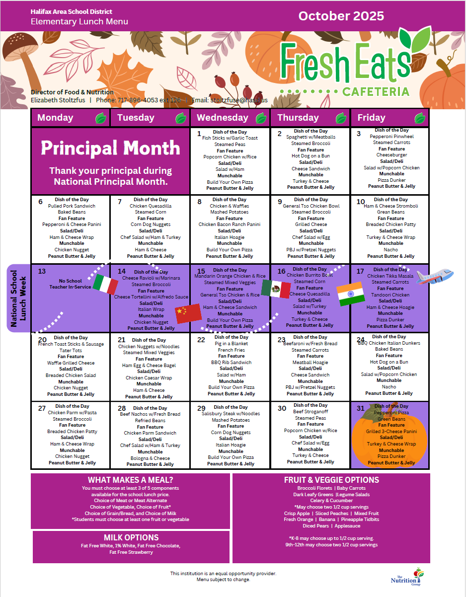 Oct Little Cats Lunch Menu