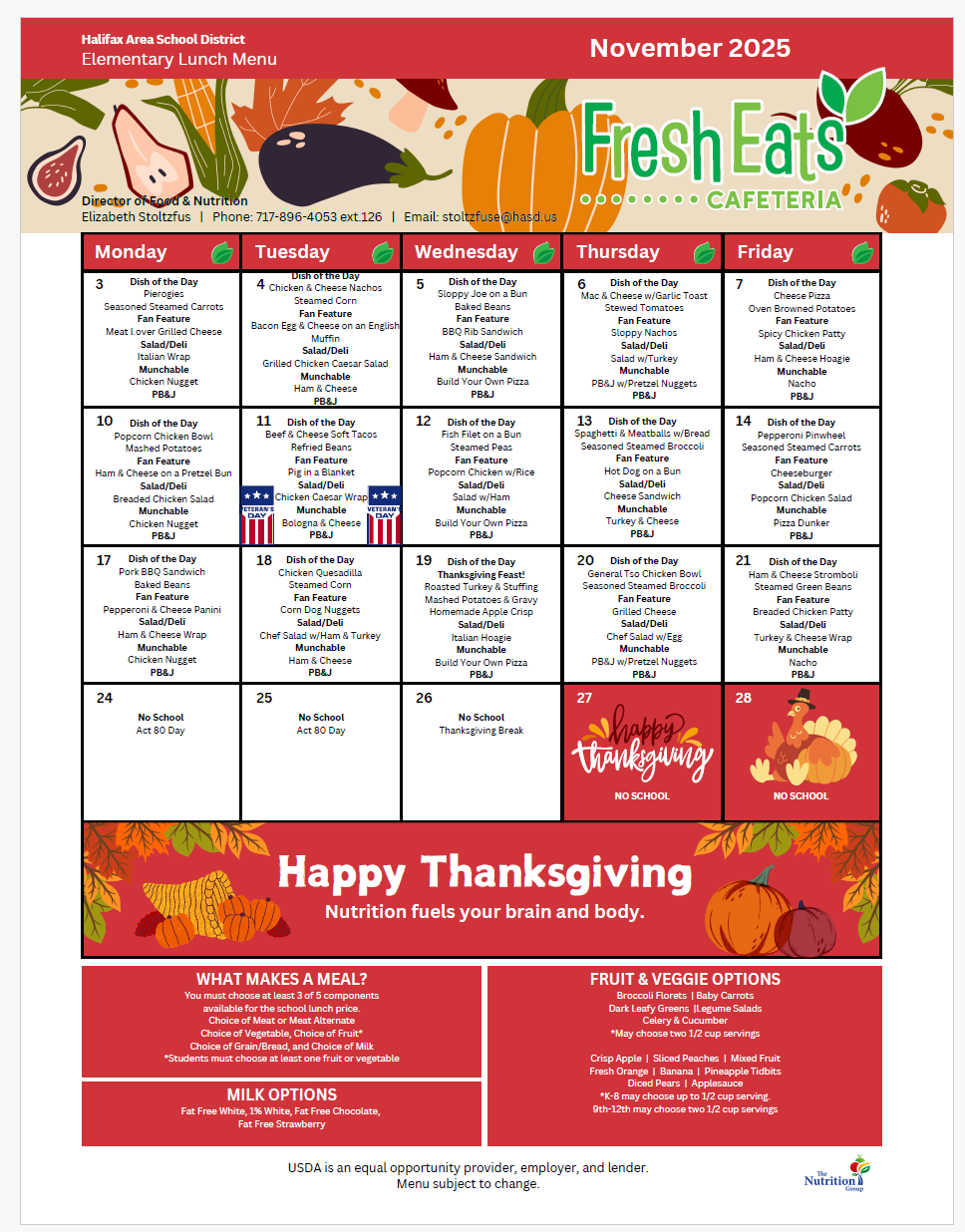 Little Cat Nov. Lunch Menu