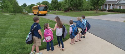 Kids at the bus stop