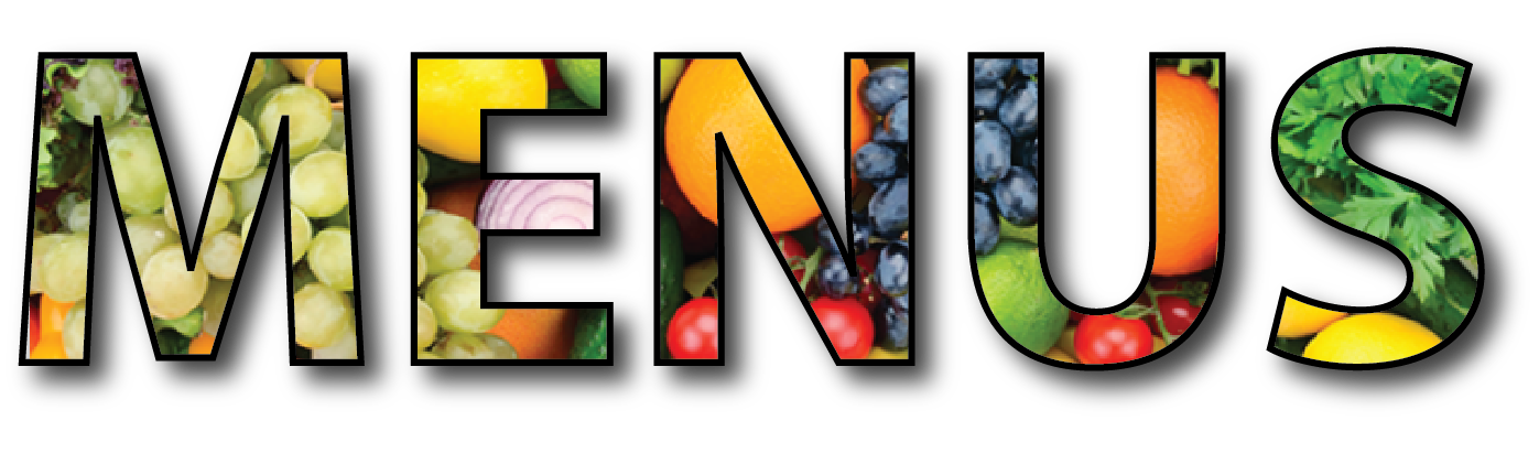 Menus written in font of fruits