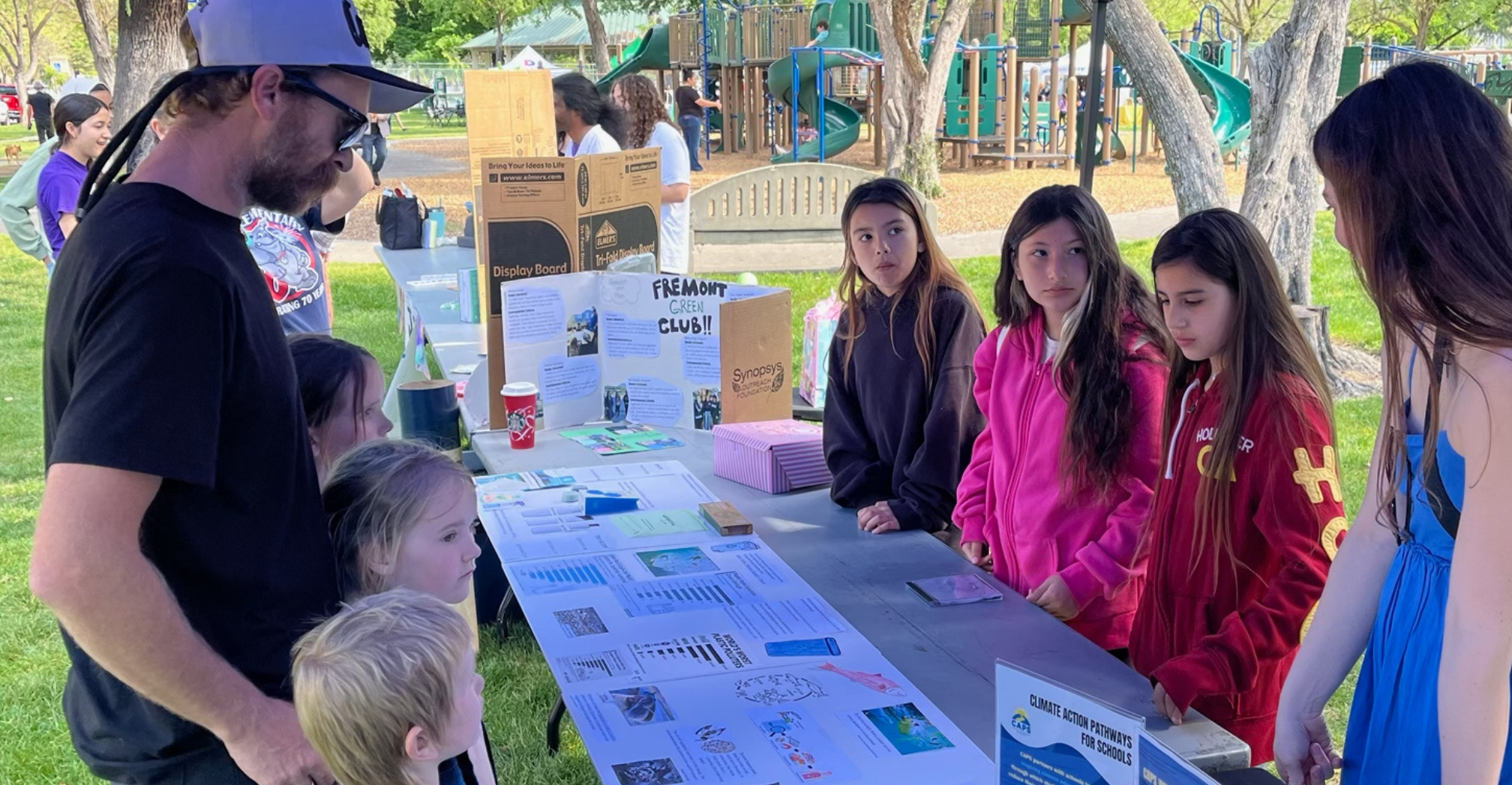El Vista students presenting a project at City of Modesto's Earth Day event 2024