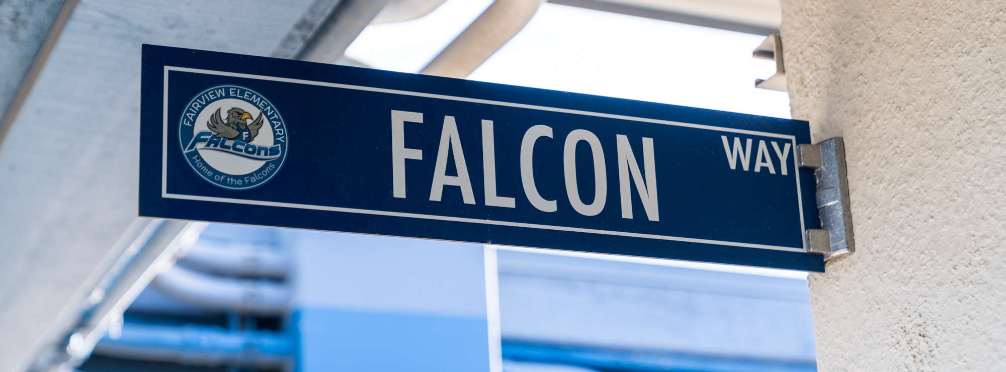 Fairview Falcon Way Street Sign on School Campus