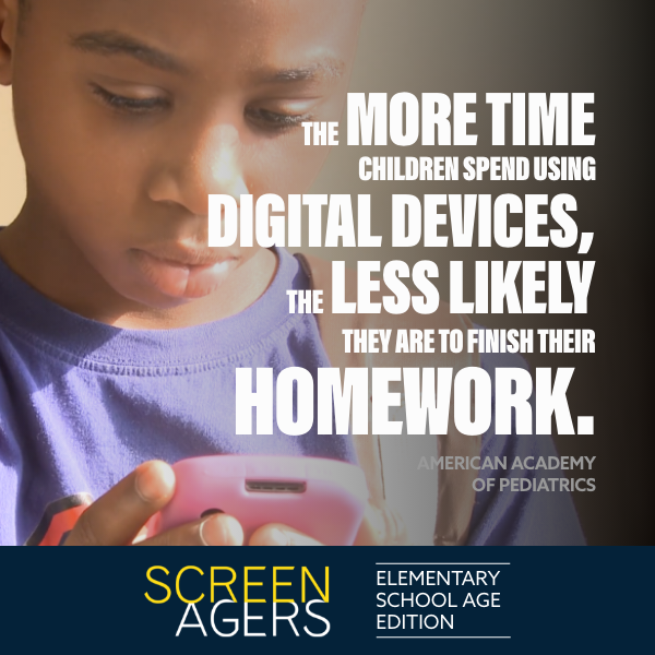 The more time children spend using digital devices, the less likely they are to finish their homework