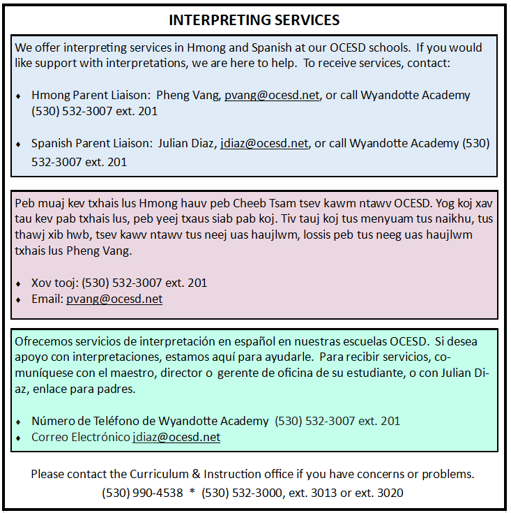 Interpreting Services Instructions