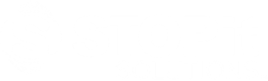 A logo in white text on a black background reads "STOPIT SOLUTIONS" with a small circle and a stop sign symbol.