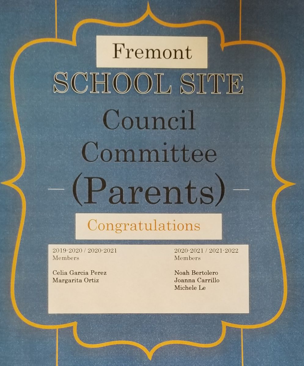 Fremont School Site Council Committe plaque
