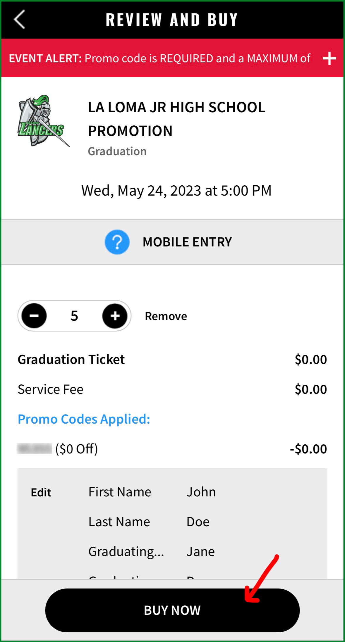 La Loma Graduation Ticket - How To - Screenshot 04