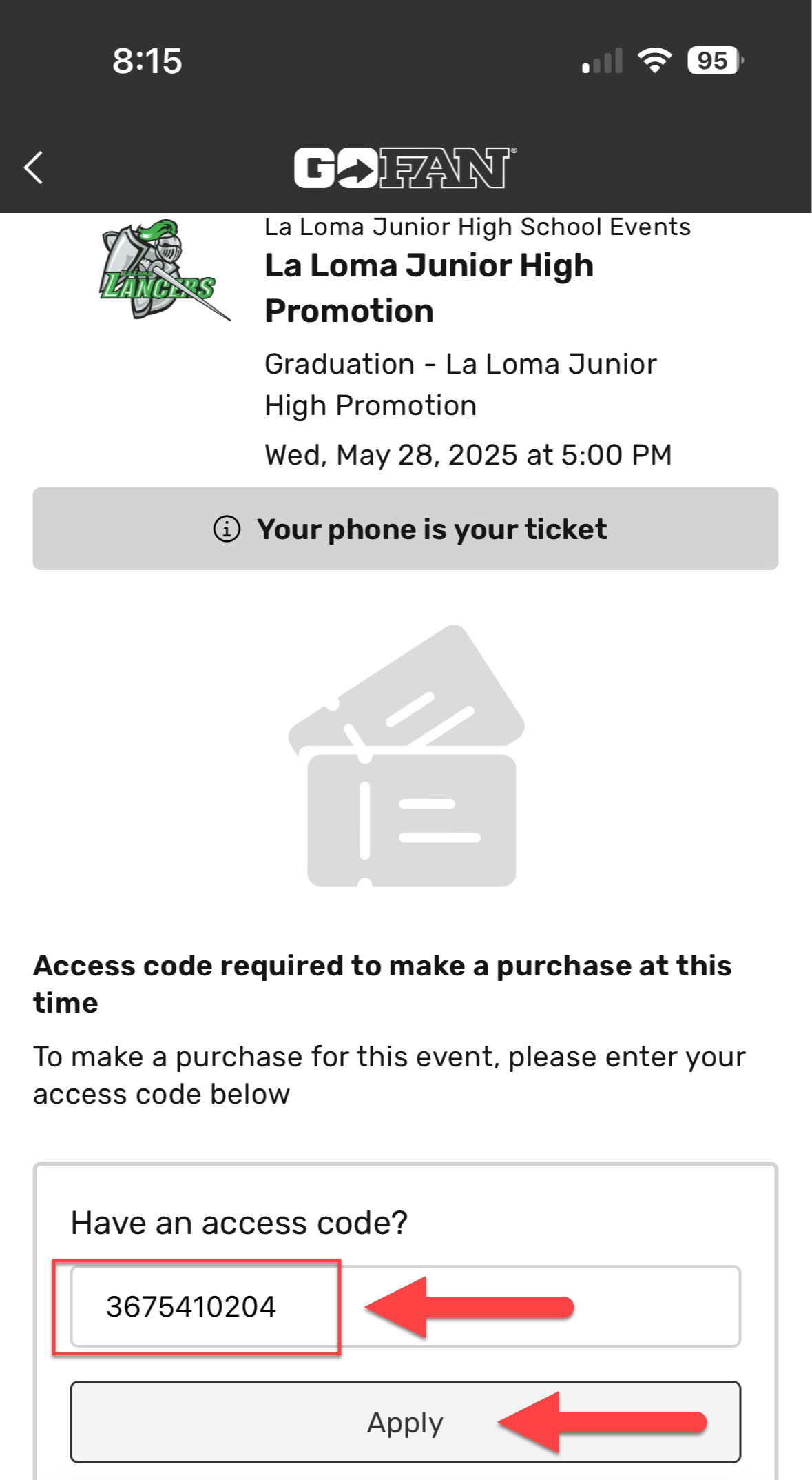 La Loma Graduation Ticket - How To - Screenshot 01