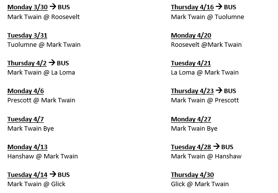softball schedule