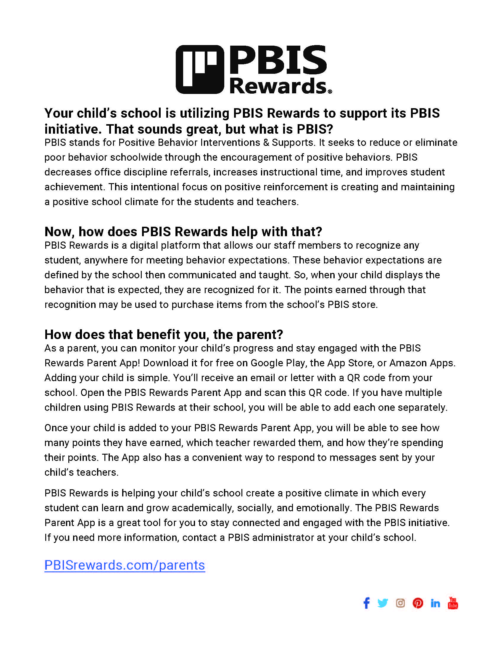 PBIS Parent Letter