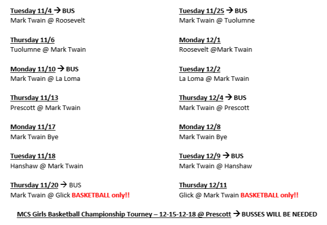 girls vb & boys soc schedule