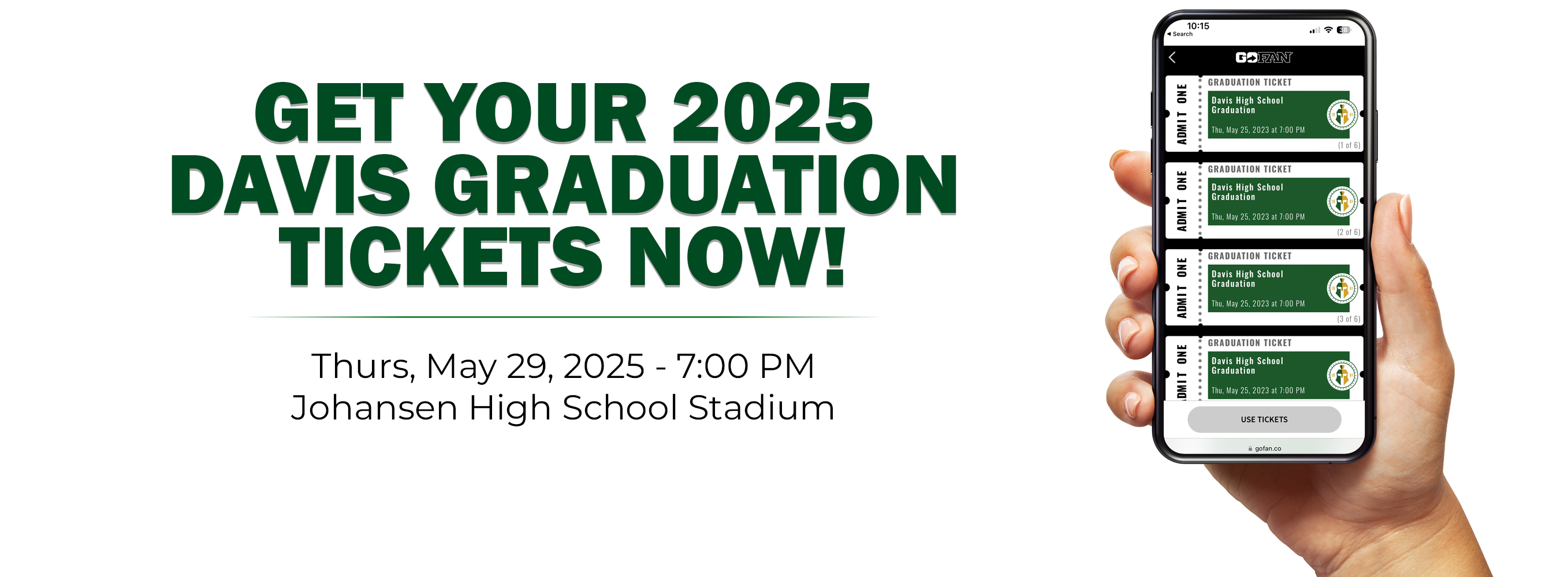Davis Graduation - Get Your 2025 Davis Graduation Tickets Now! Thurs, May 29, 2025 - 7:00 PM  at the Johansen High School Stadium