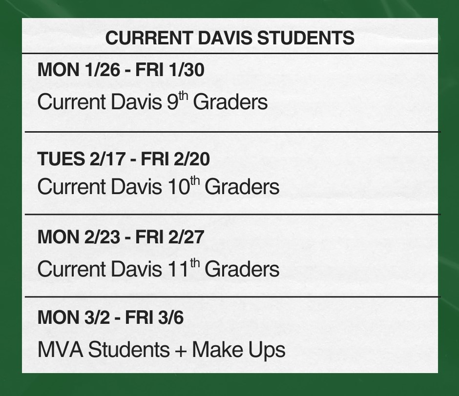 Davis Students schedule