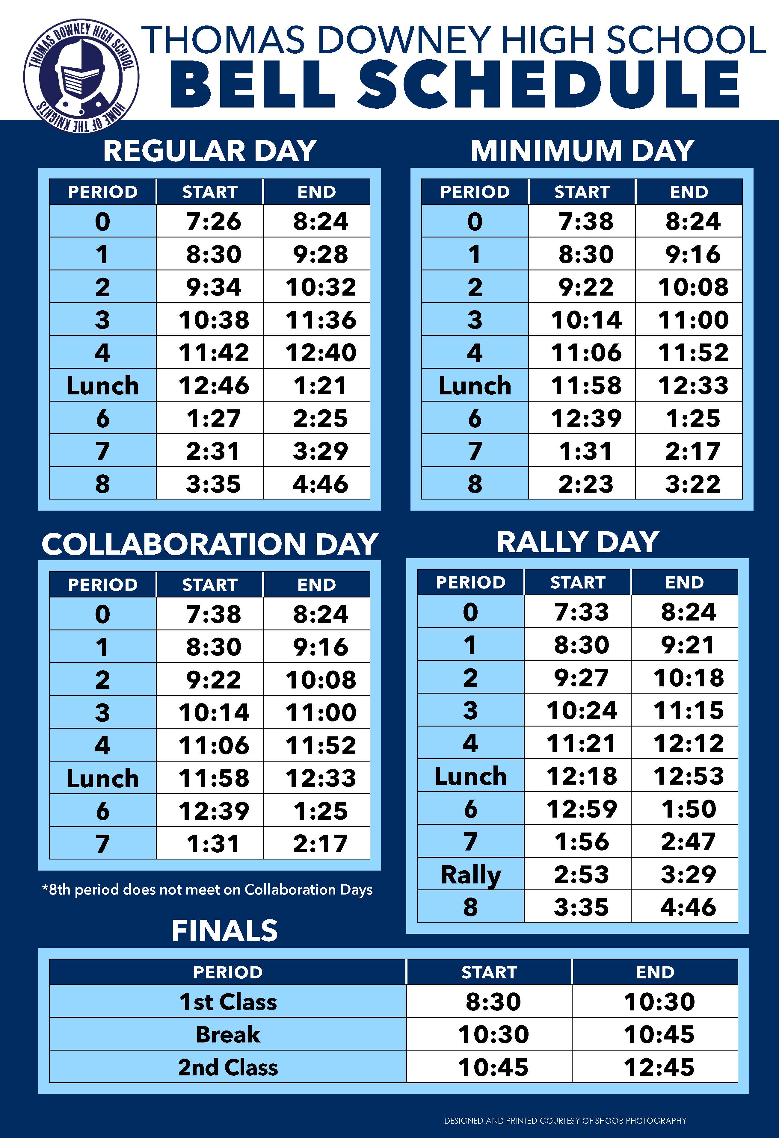 Bell Schedule Thomas Downey High School