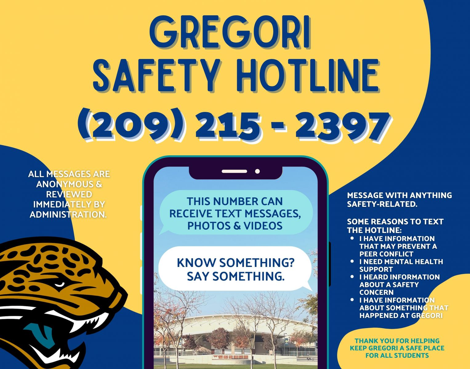 Gregori Safety Hotline flyer