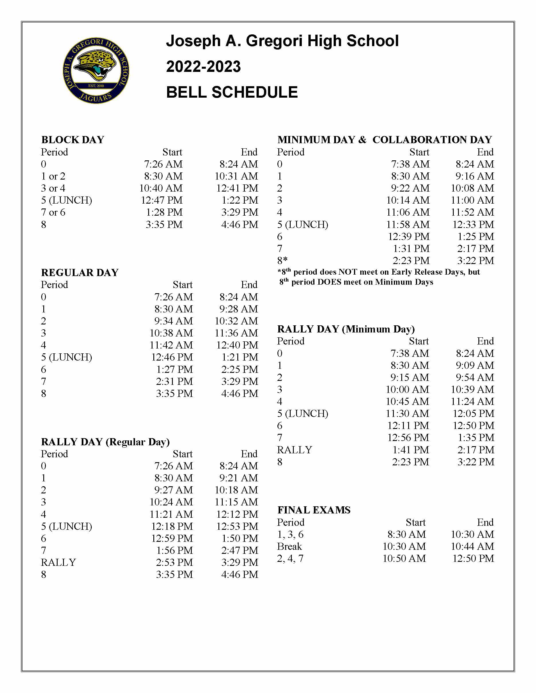 GHS 22-23 Bell Schedule