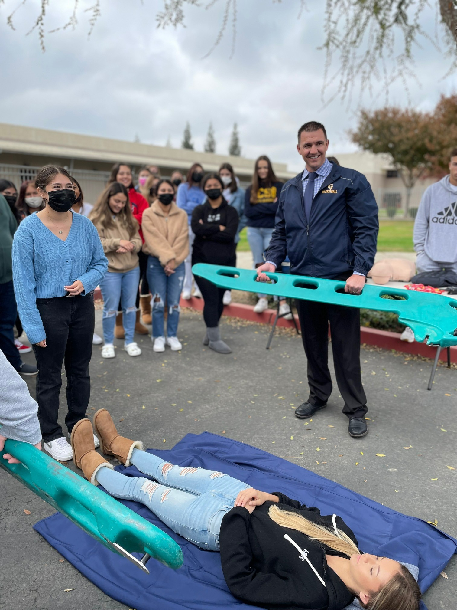 Demonstrating backboarding