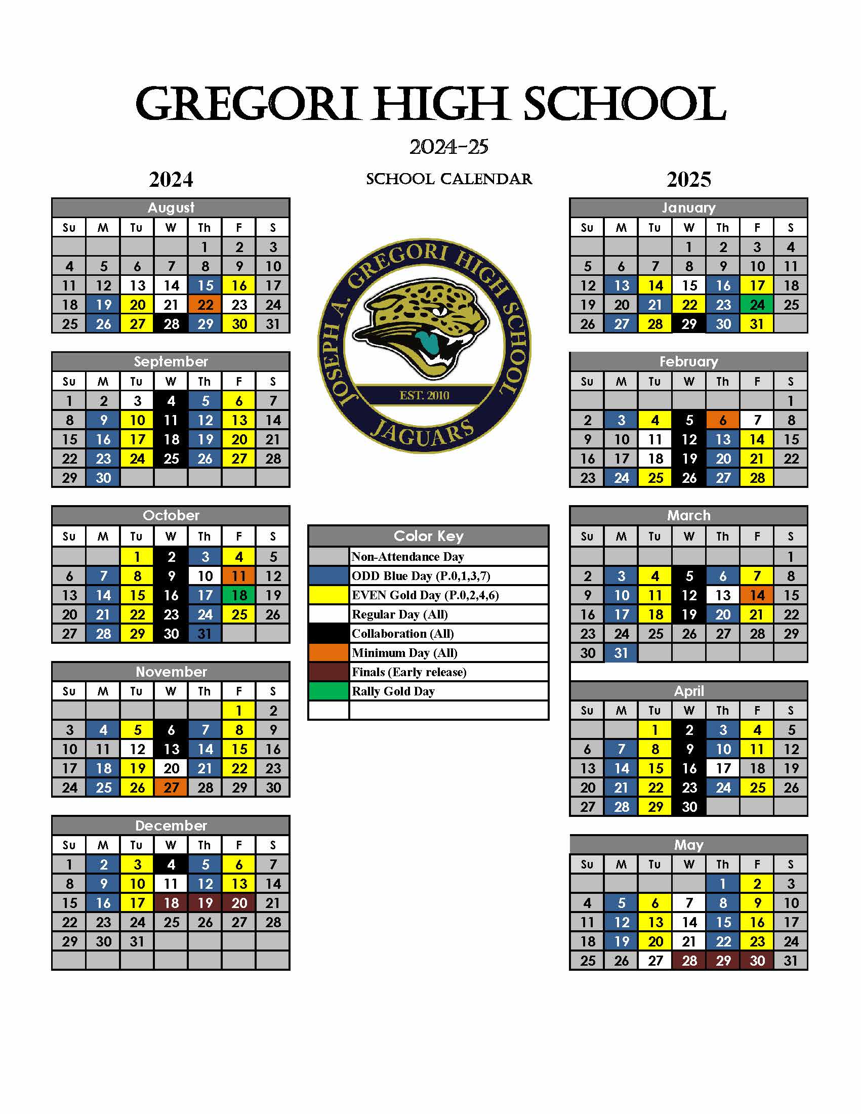 Gregori High School Calendar 2025