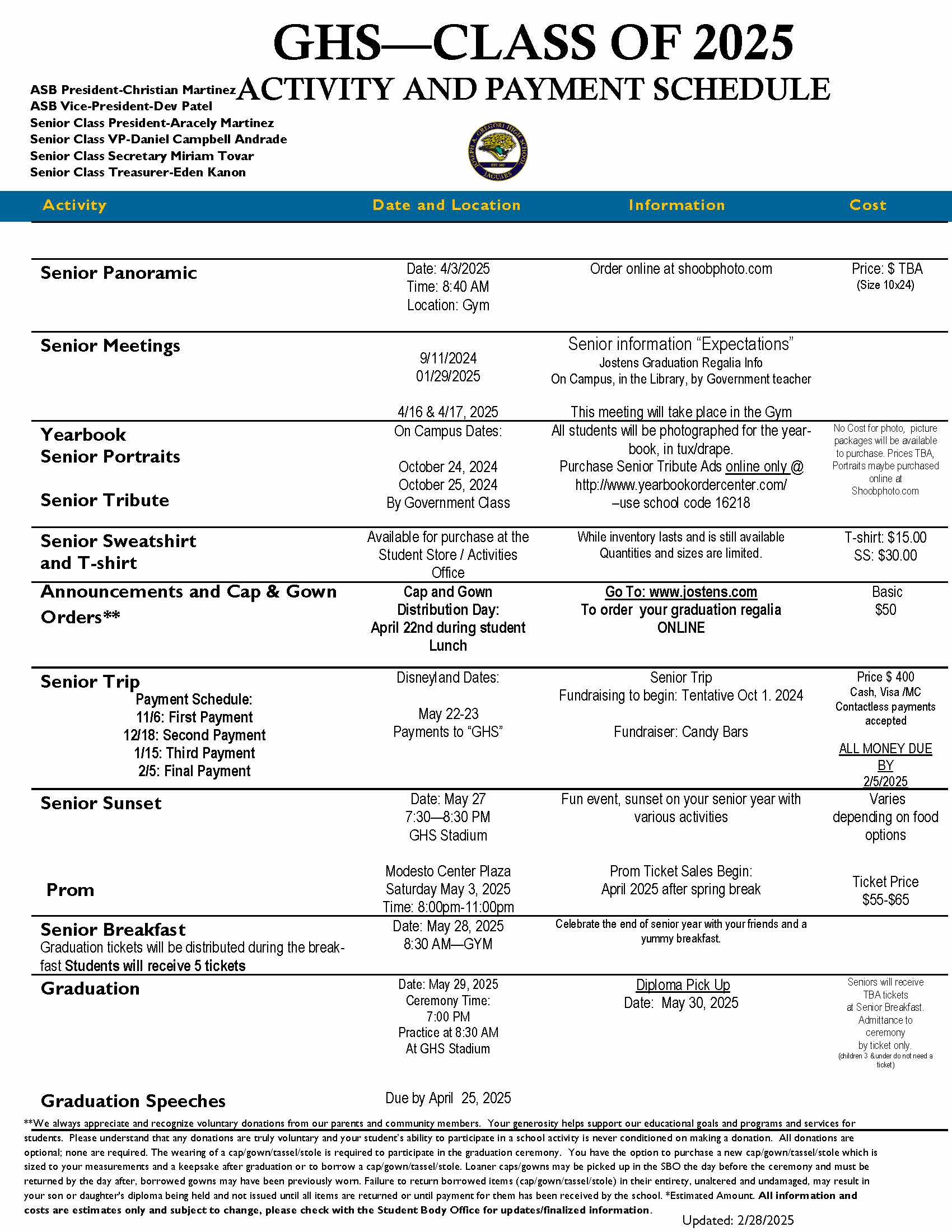 Senior Events 24-25 Updated