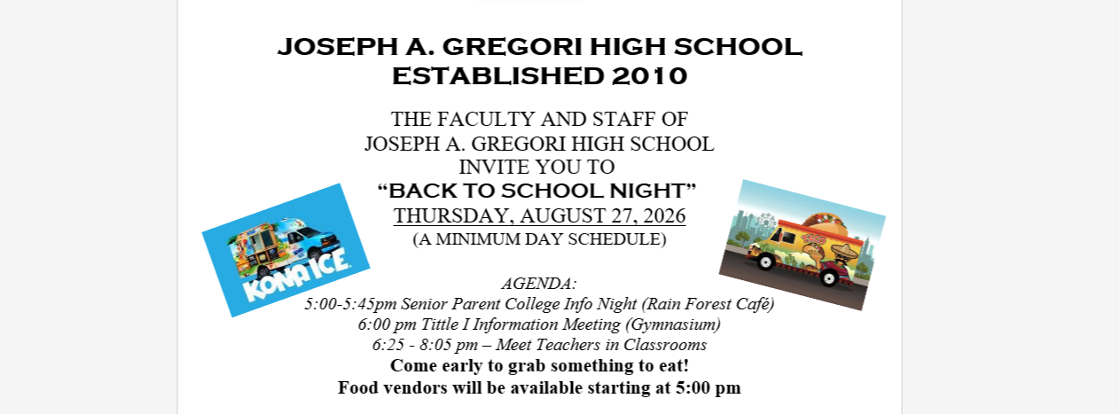 Gregori Back To School Night