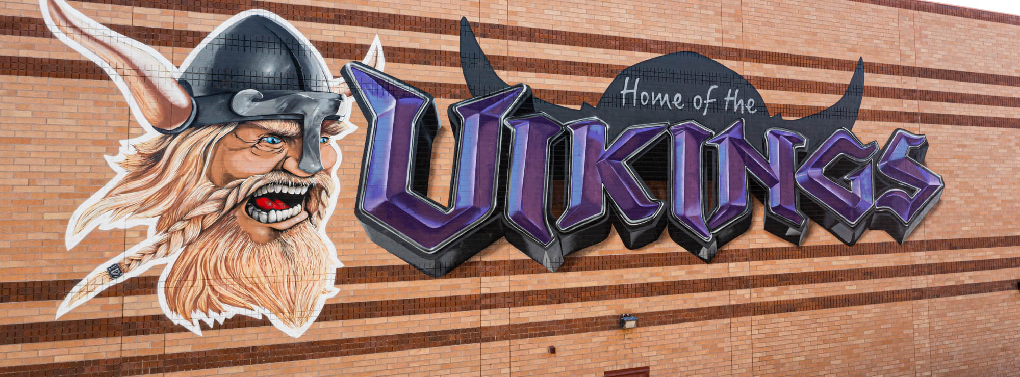 Home of the Vikings Mural on the wall of the Johansen Gym