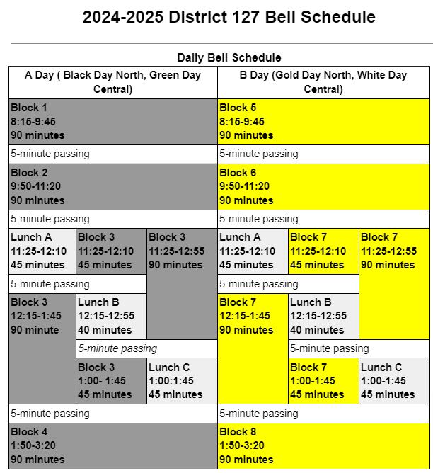 Regular bell scedule