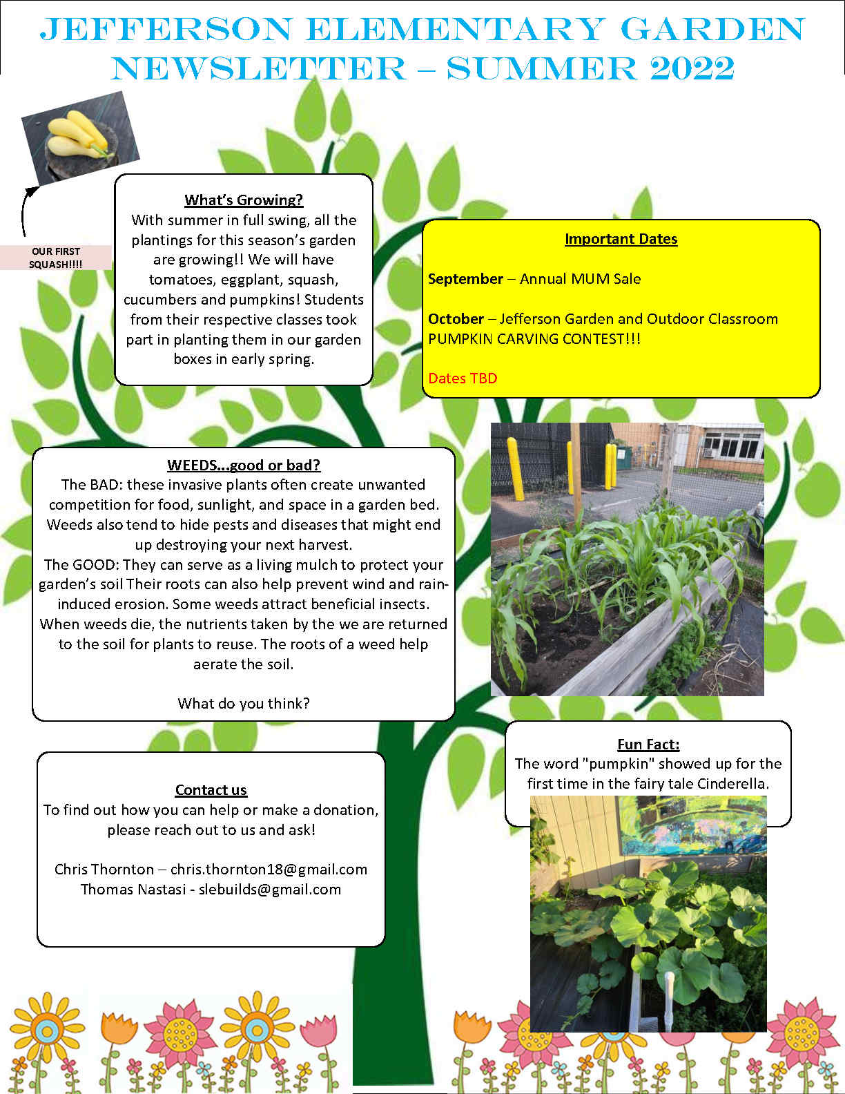 Jefferson Elementary Garden Newsletter May 2022
