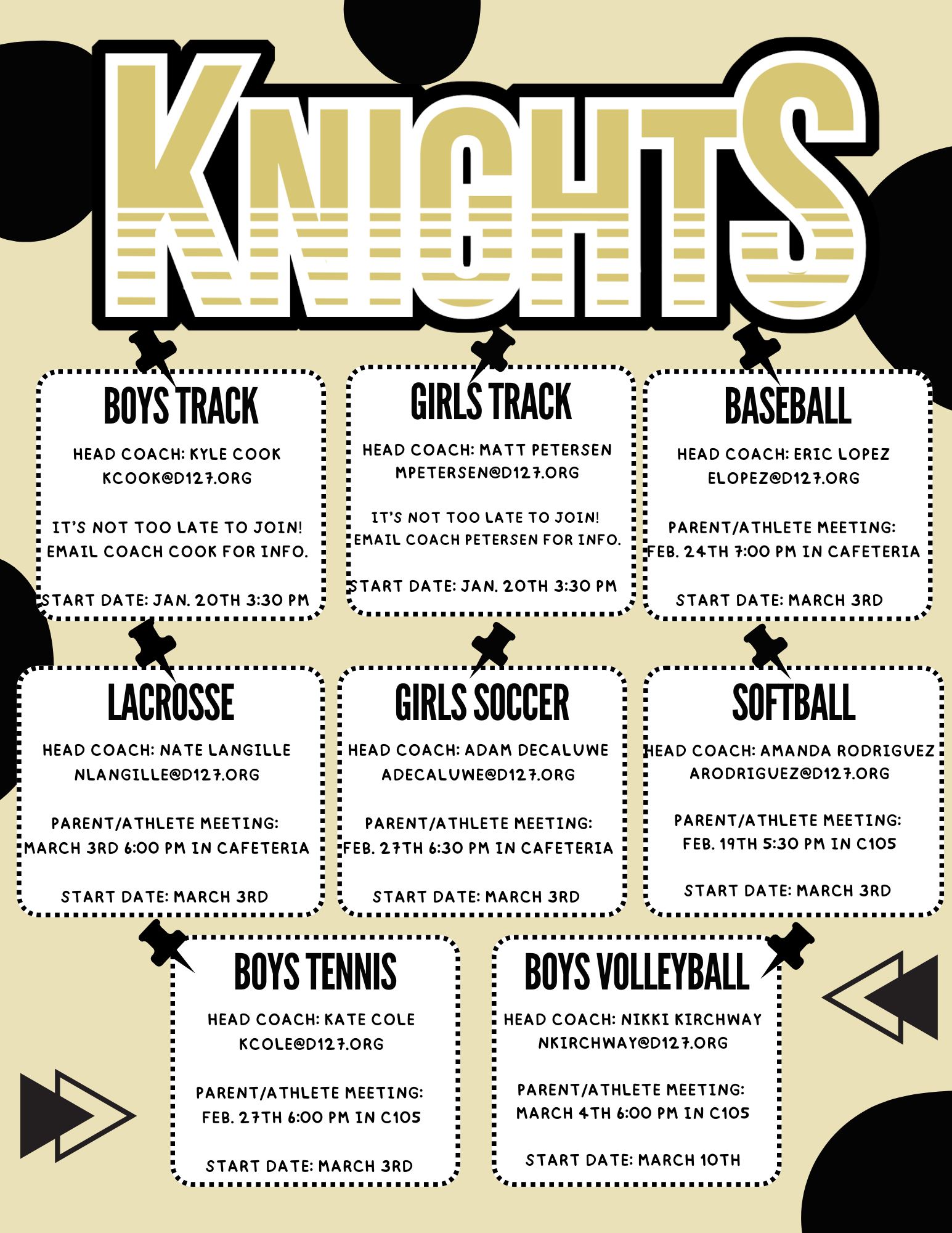 Spring Sports Info Sheet