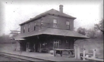 The Midland Valley railroad depot in Keota, OK around or before1967.